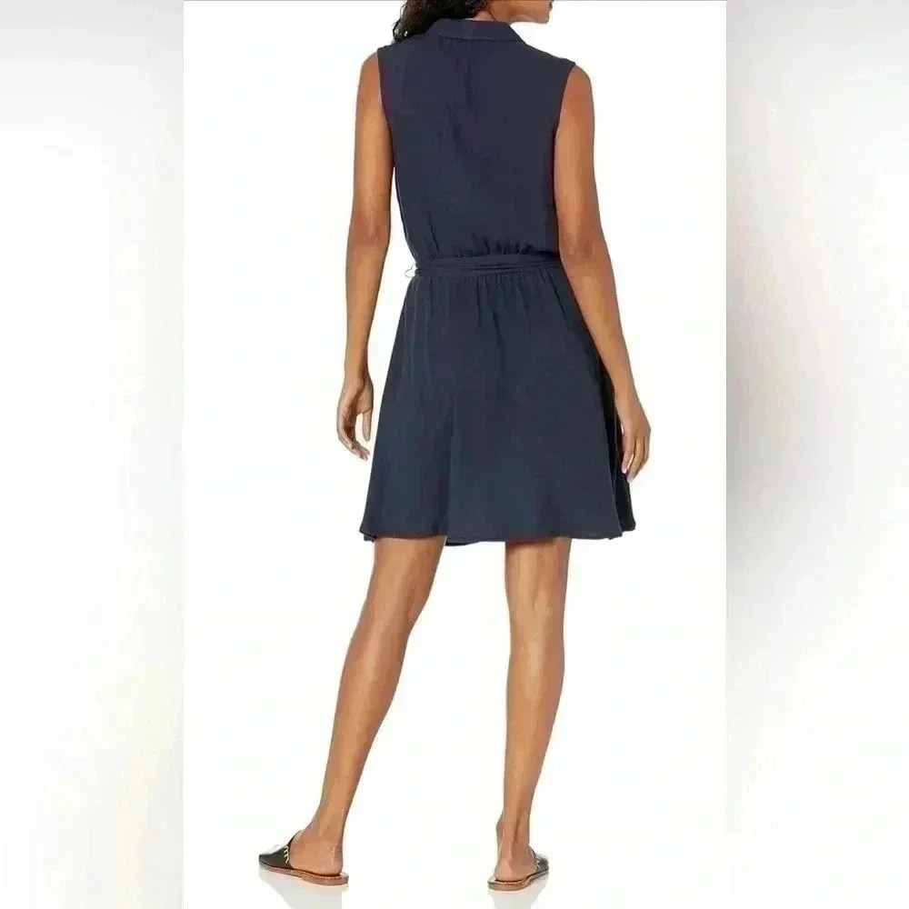 Amazon Essentials Women's Sleeveless Woven Shirt Dress- Navy - Picture 2 of 5